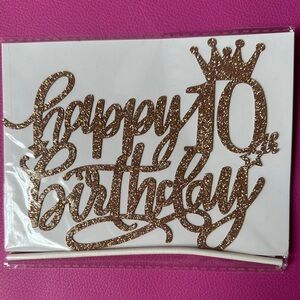 Glittery Gold 10th Birthday Cake Topper or party supplies (new)